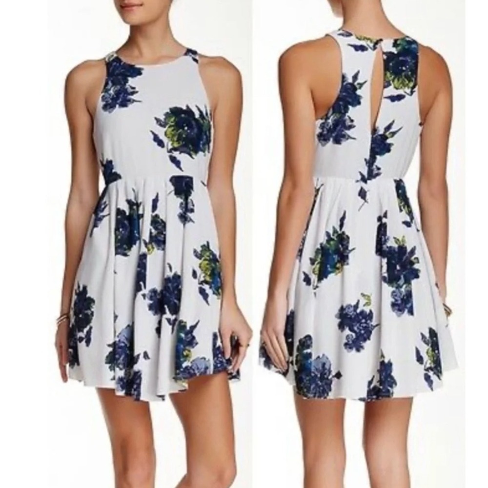 Free People Cloud Combo Floral Flutter Womens Floral Mini Dress Size 10